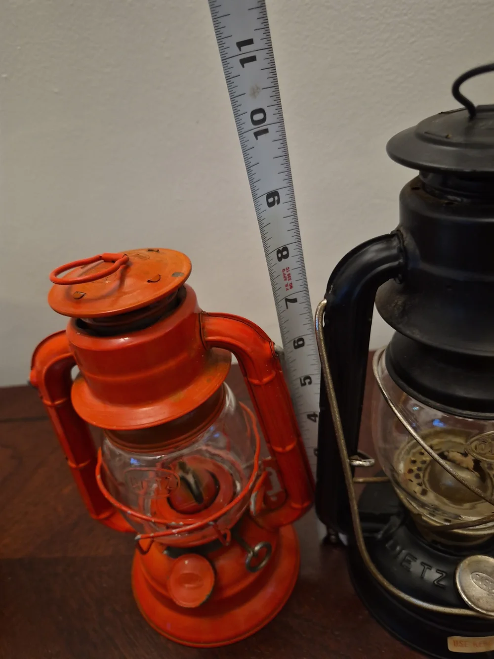 Classic Dietz Red 50 and Black 76 Metal Hurricane Lantern Pair